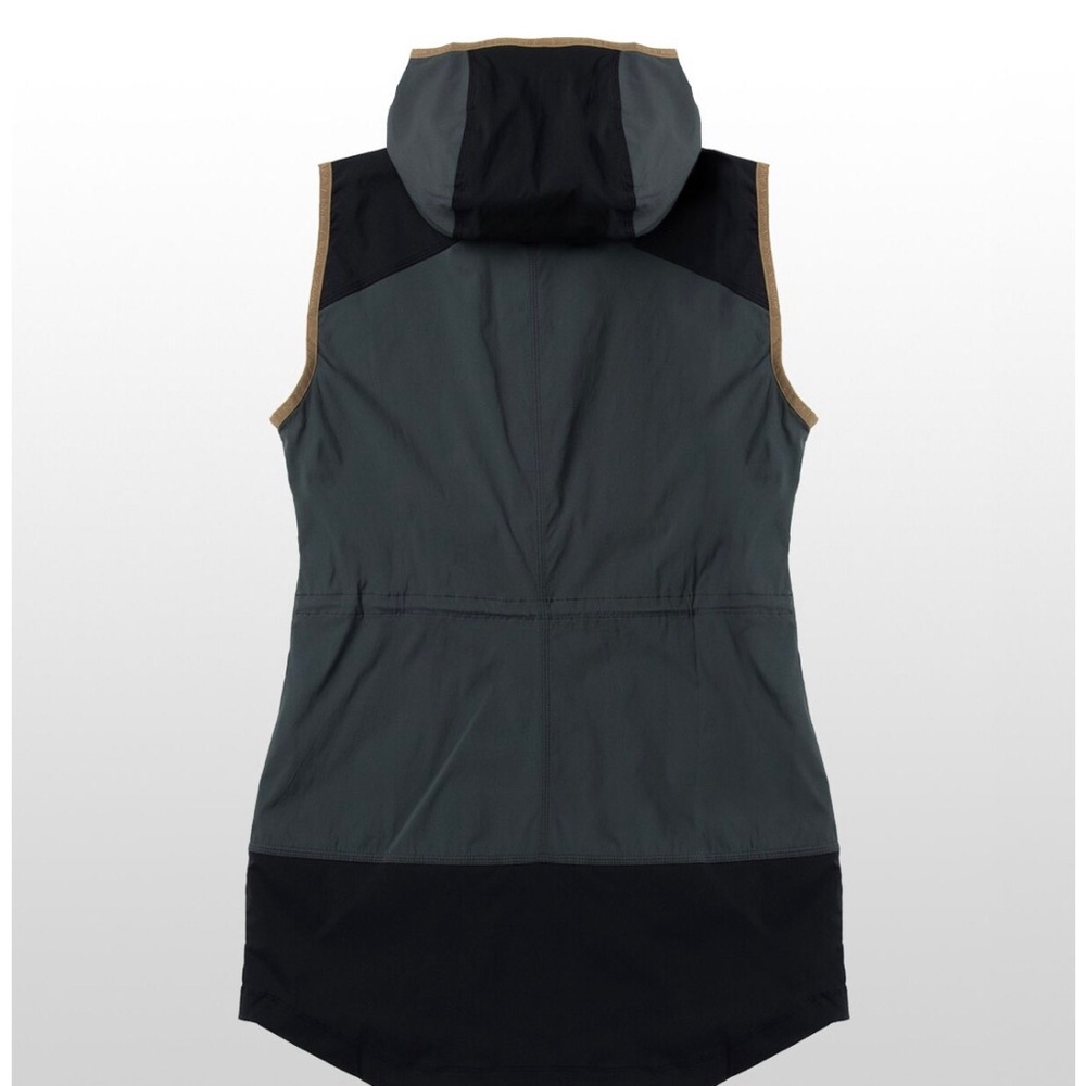 Indygena Cangur Women's Black & Olive Hooded Vest Wind Resistant - Picture 2 of 16